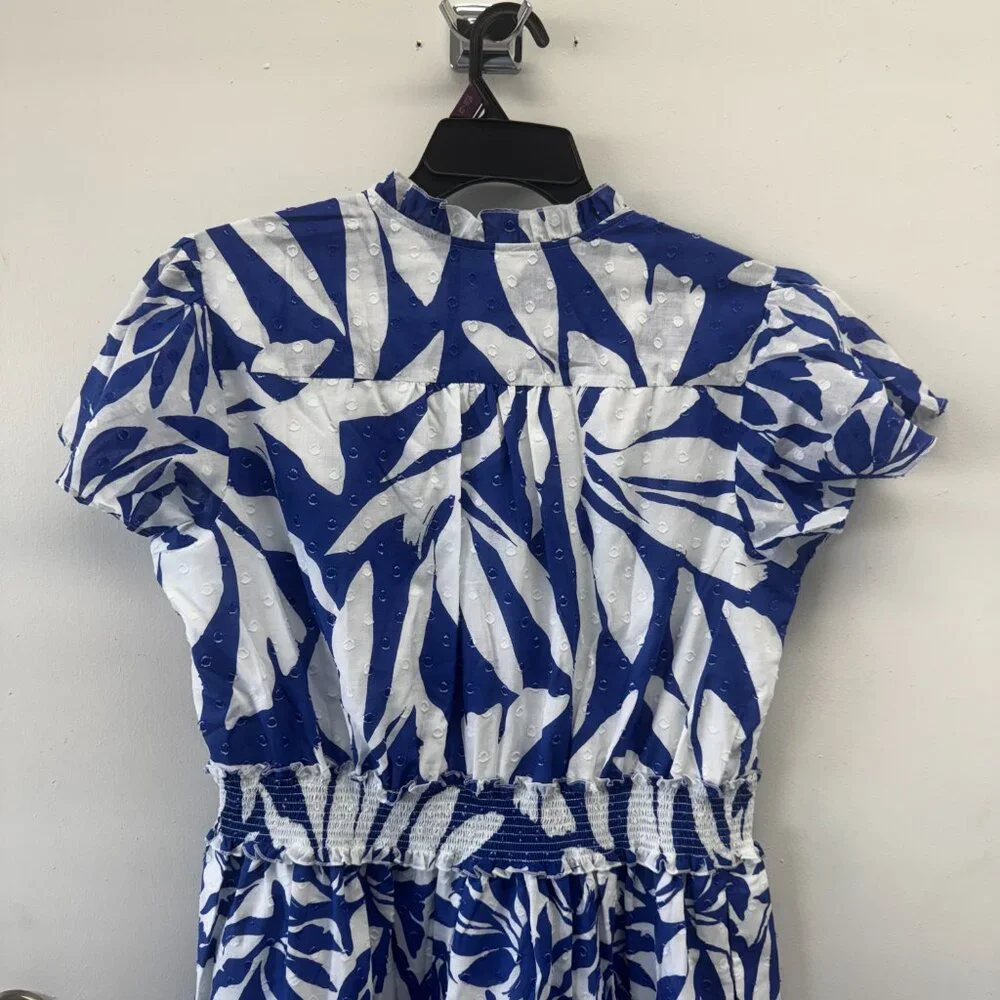 Chicos Flutter Sleeved Maxi Dress - Blue & White Vacation Dress - Chicos Size 3 - Picture 9 of 12